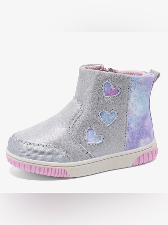 Stride Rite Other - Stride Rite Girls' Silver Ankle Boots with Pastel Purple & Pink Accents Size 5